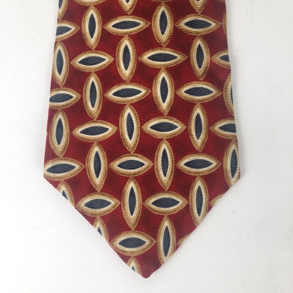 Perry Ellis Portfolio red blue patterned silk tie - Picture 1 of 3